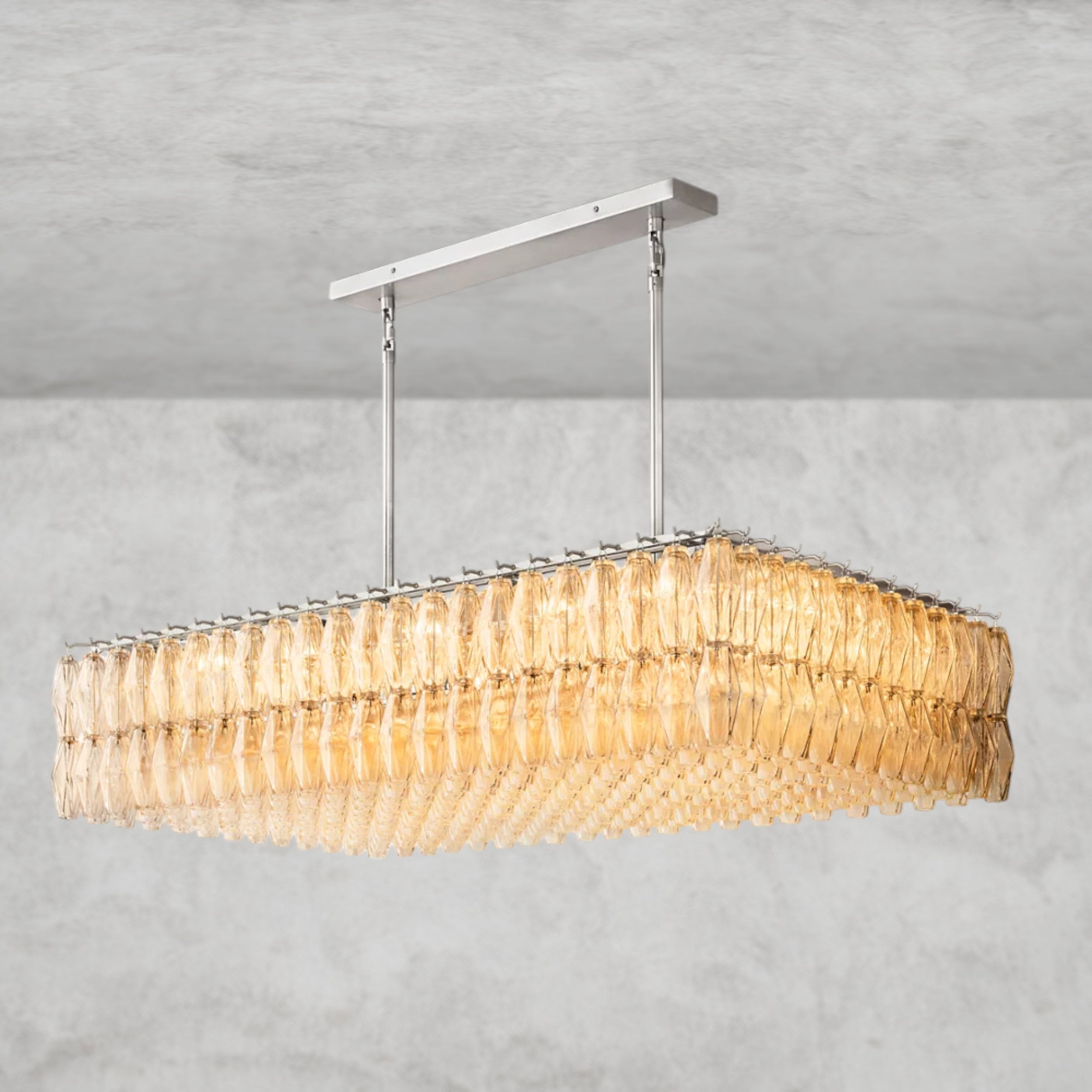 CHIARA CLEAR/ SMOKE GLASS RECTANGULAR CHANDELIER 54", 74"